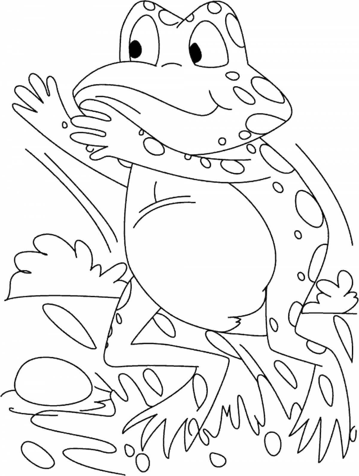 Раскраска очаровательная лягушка-теремок