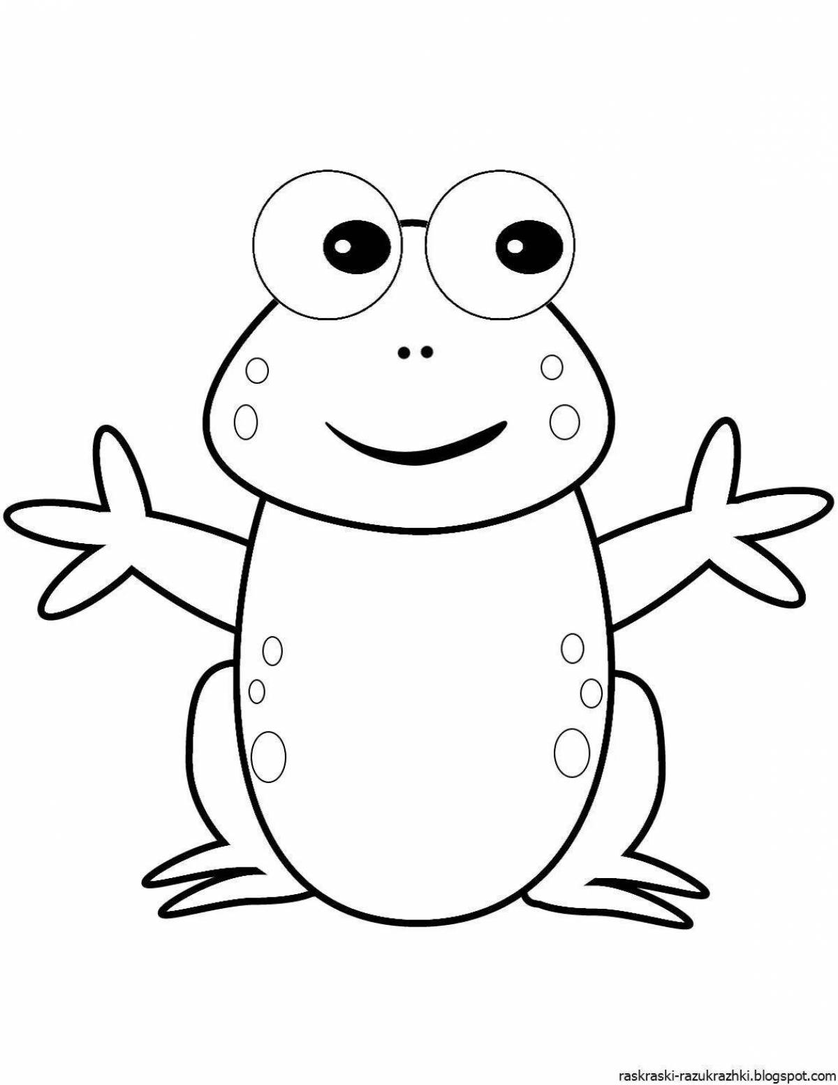 Coloring page cheerful frog-teremok