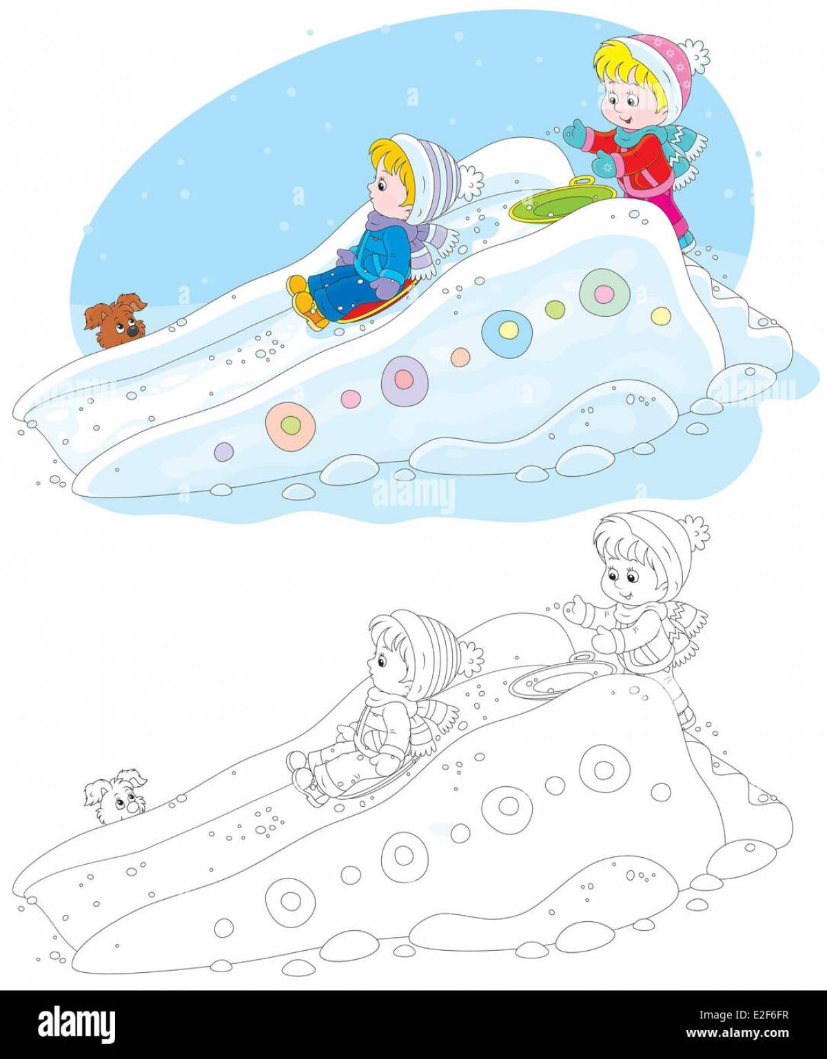 Whimsical winter slide coloring book