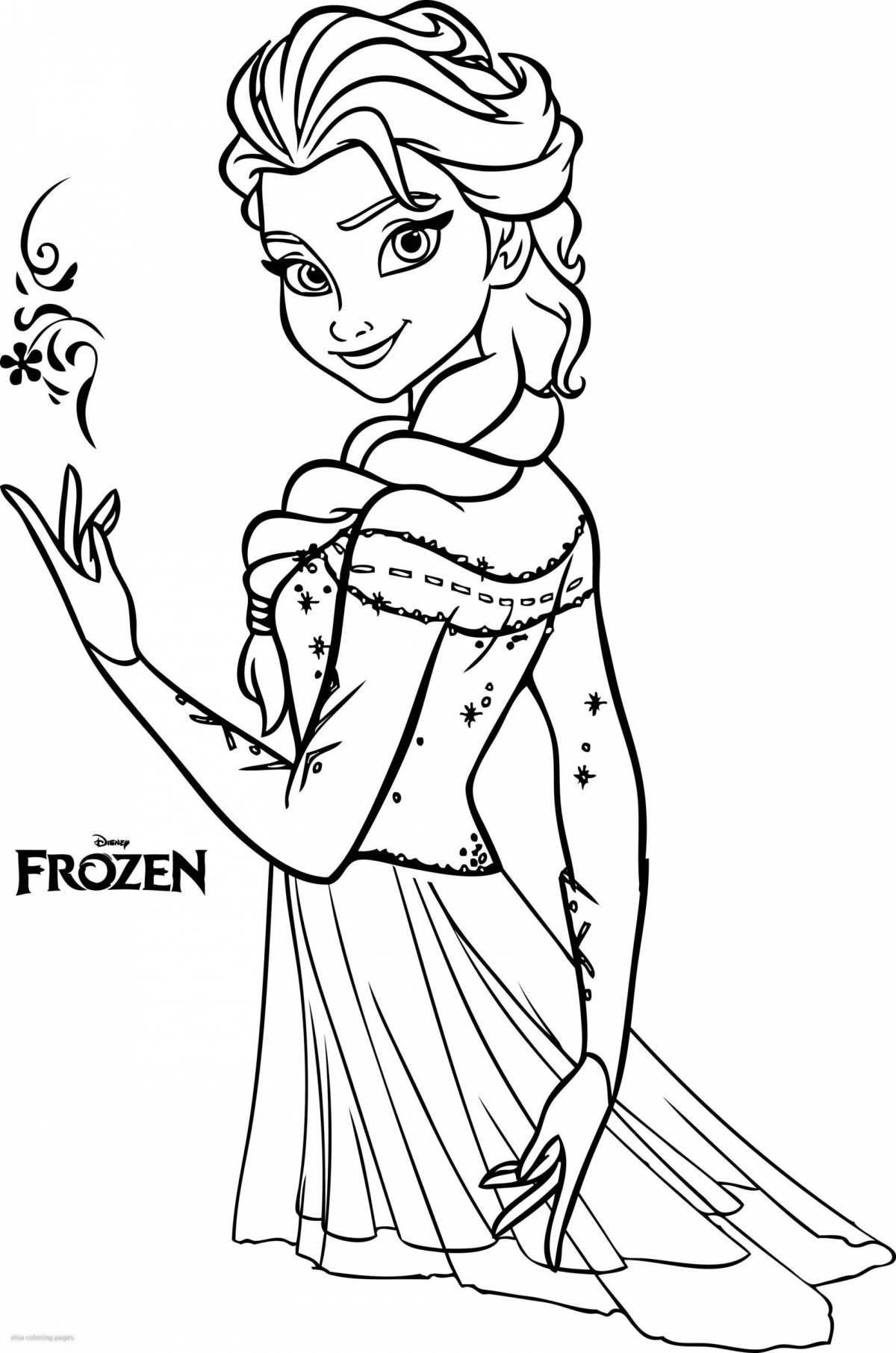 Elsa baby glitter coloring