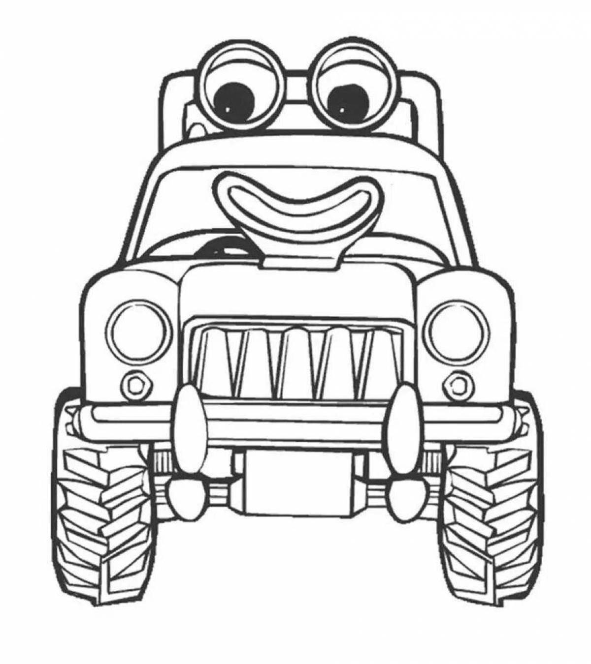 Playful tractor cartoon coloring page