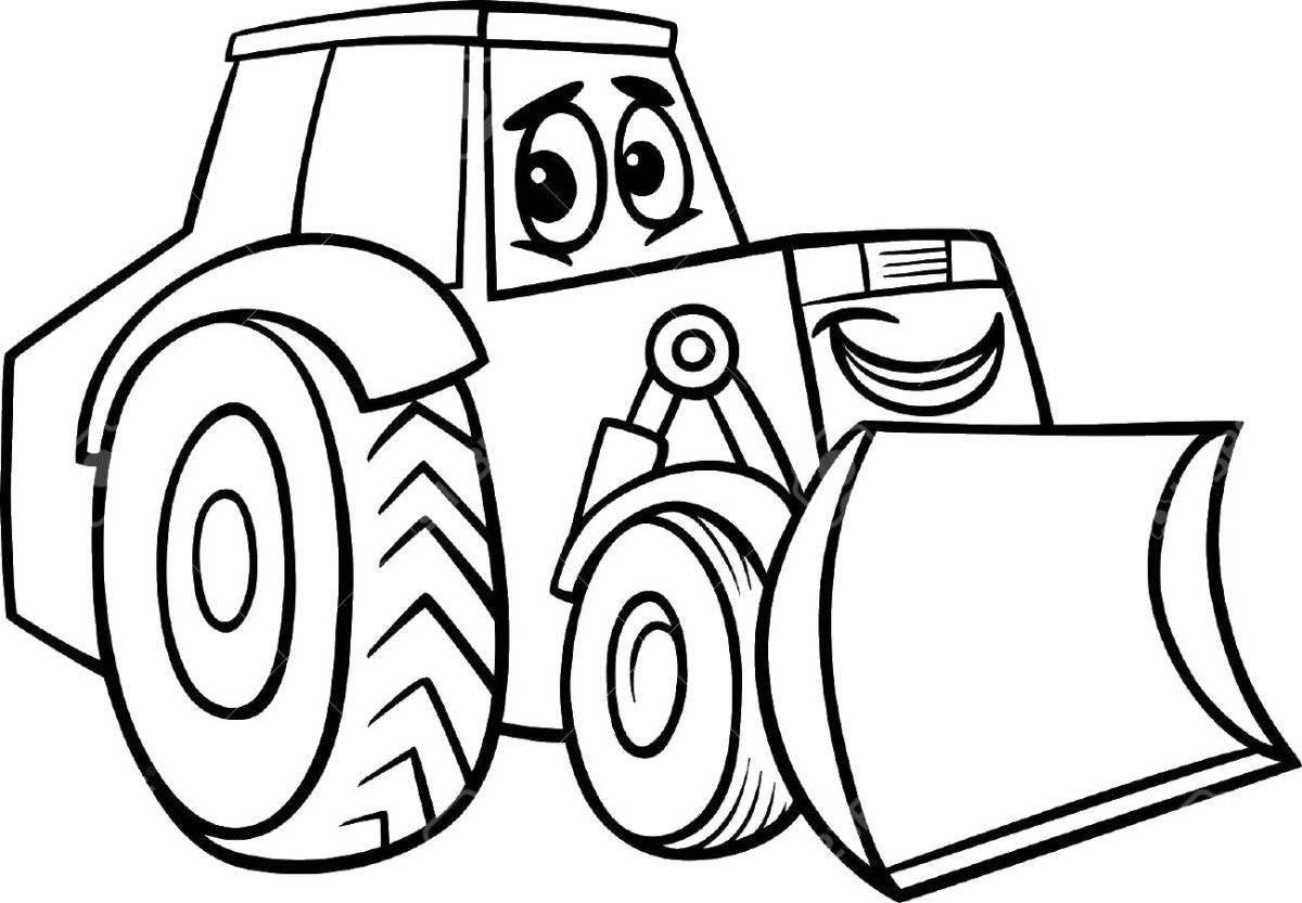 Cartoon coloring live tractors