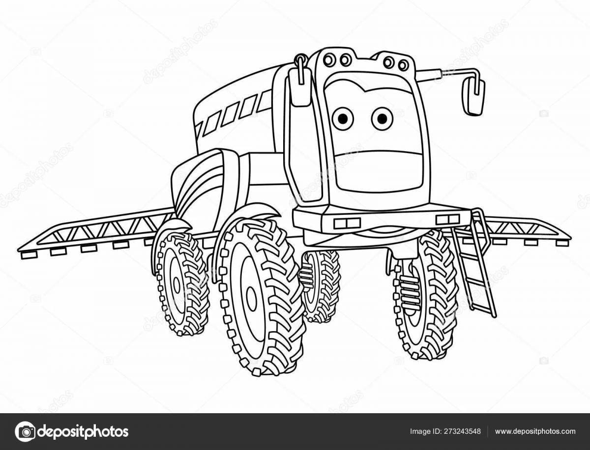 Adorable Tractors cartoon coloring page