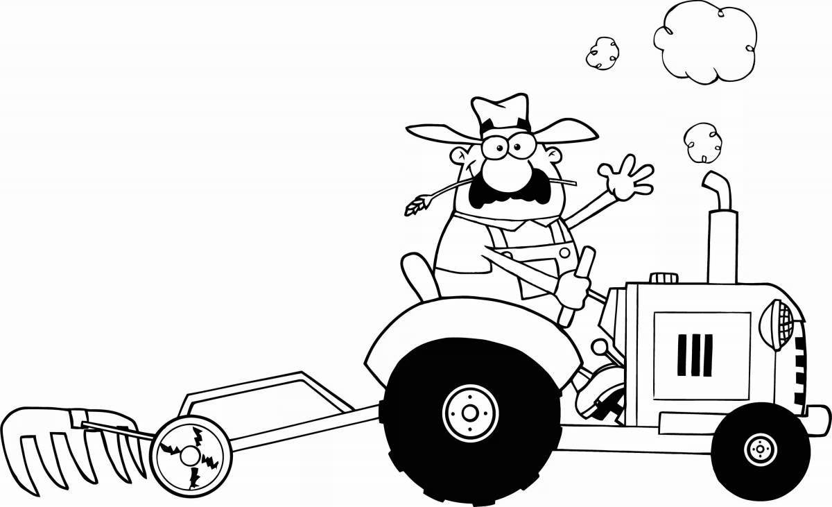 Fun cartoon tractor coloring pages