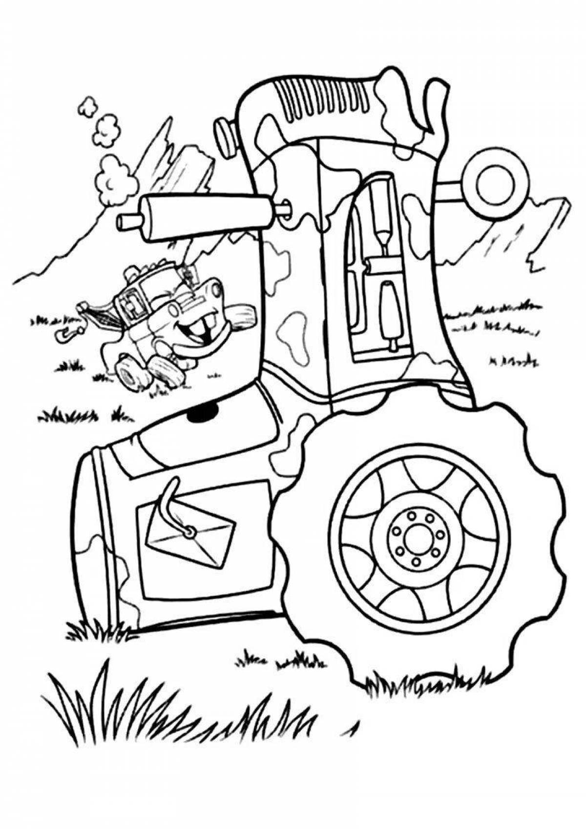 Cartoon tractor coloring book
