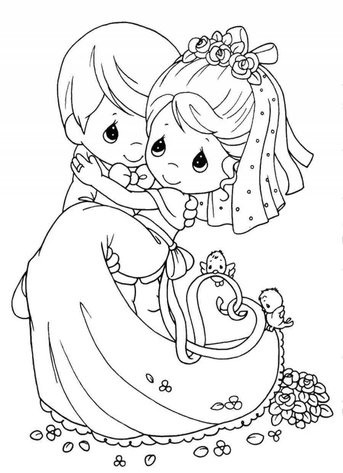 Раскраска для девочек жених и невеста