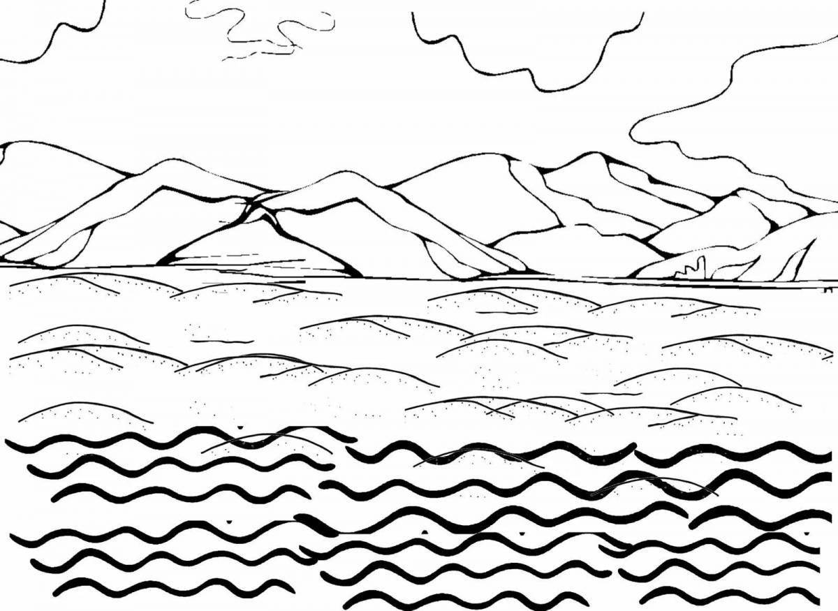 Coloring page of glorious lake baikal