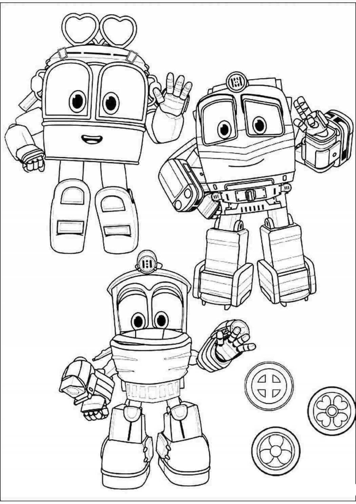 Colorful printing robot coloring page