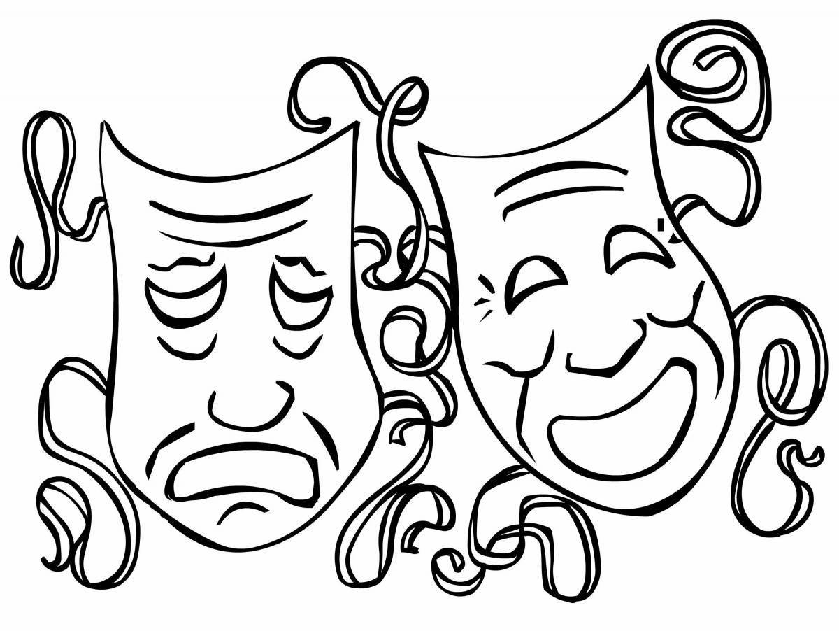 Coloring page cheerful theater poster