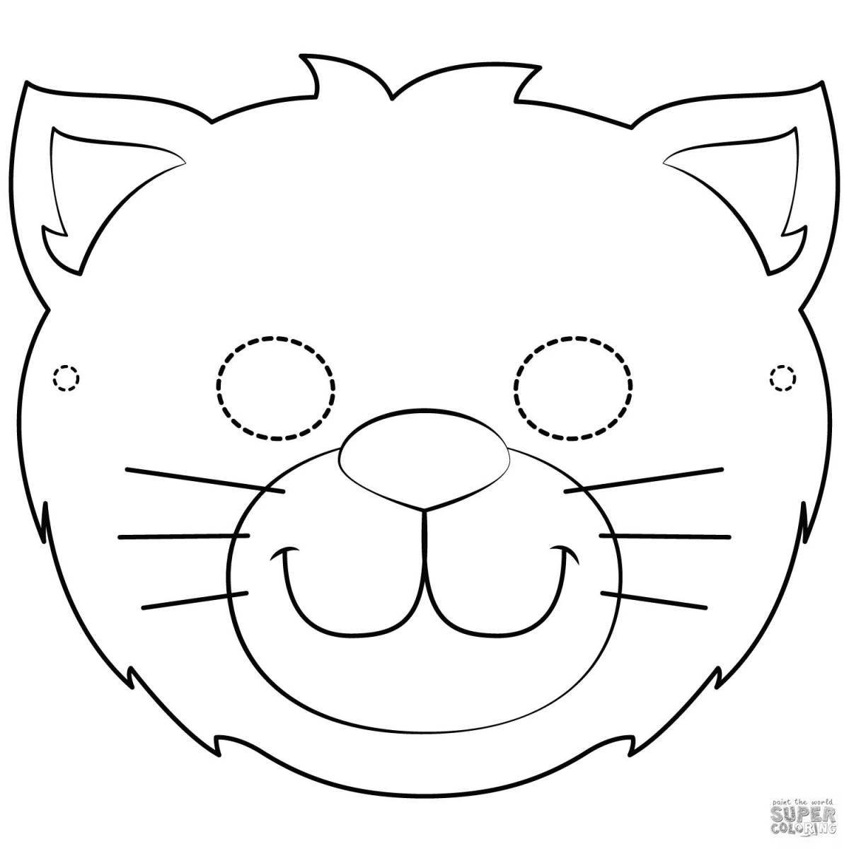Colourful cat mask coloring page