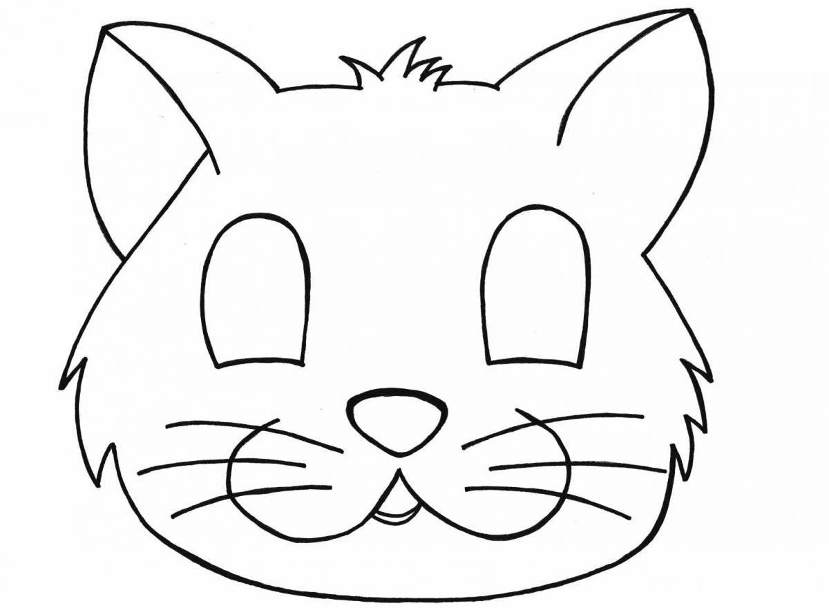 Adorable cat mask coloring page