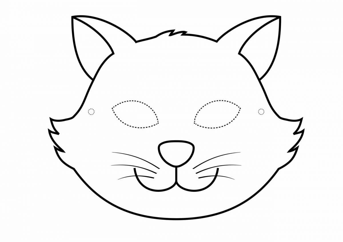 Playful cat mask coloring page