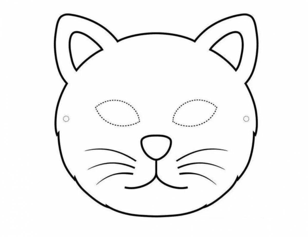 Happy cat mask coloring page