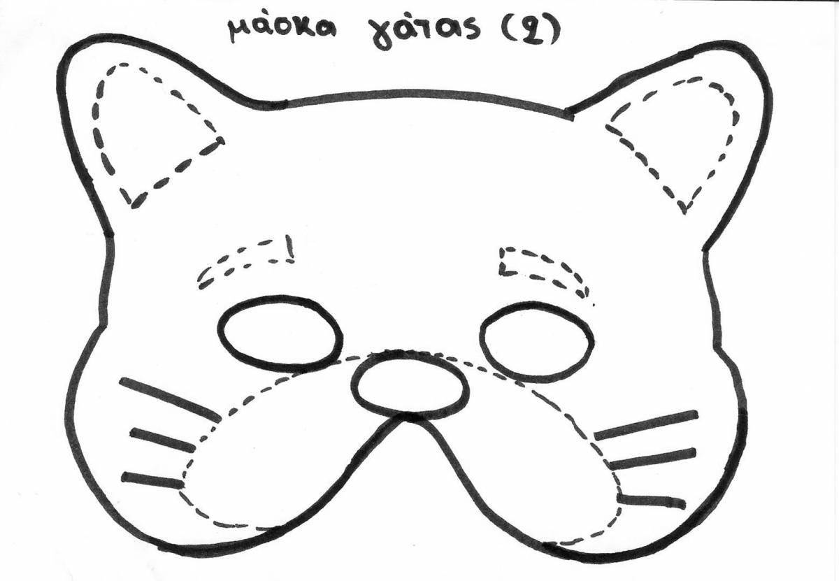 Раскраска яркая маска кошки