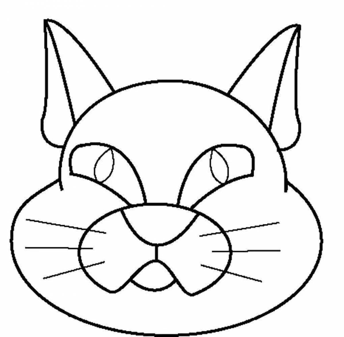 Coloring page nice cat mask
