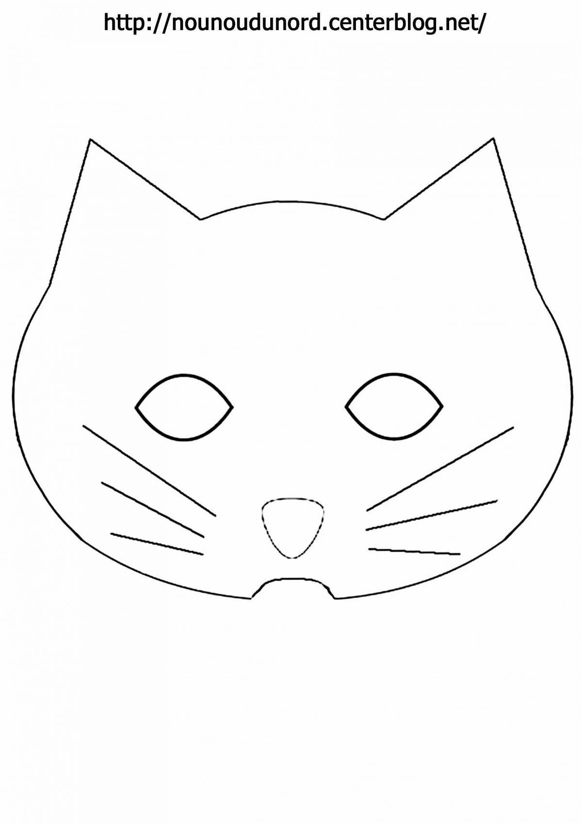 Adorable cat mask coloring page