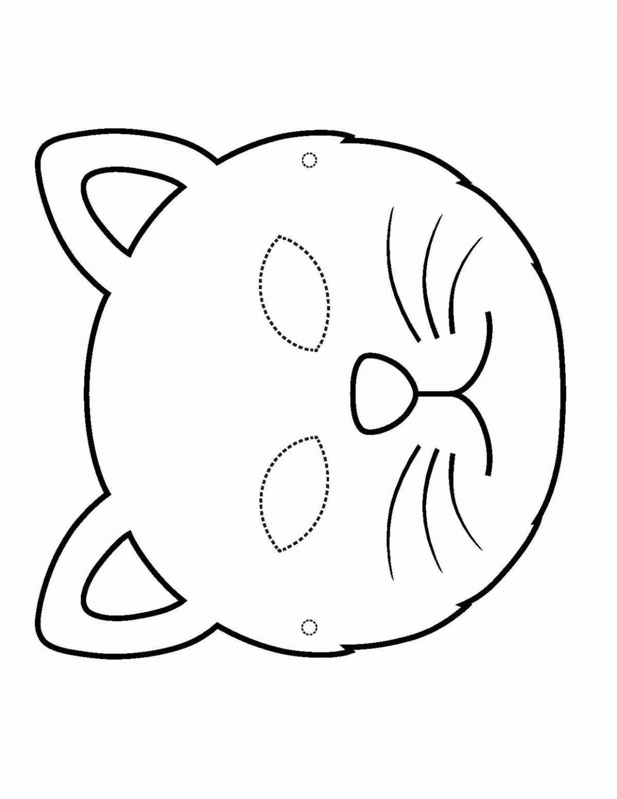 Coloring page beckoning cat mask
