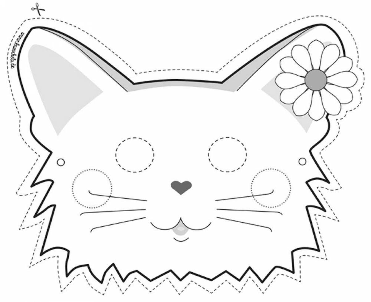 Sweet cat mask coloring page