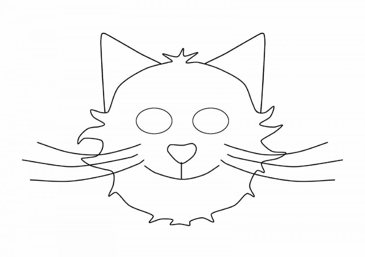 Cute cat mask coloring page