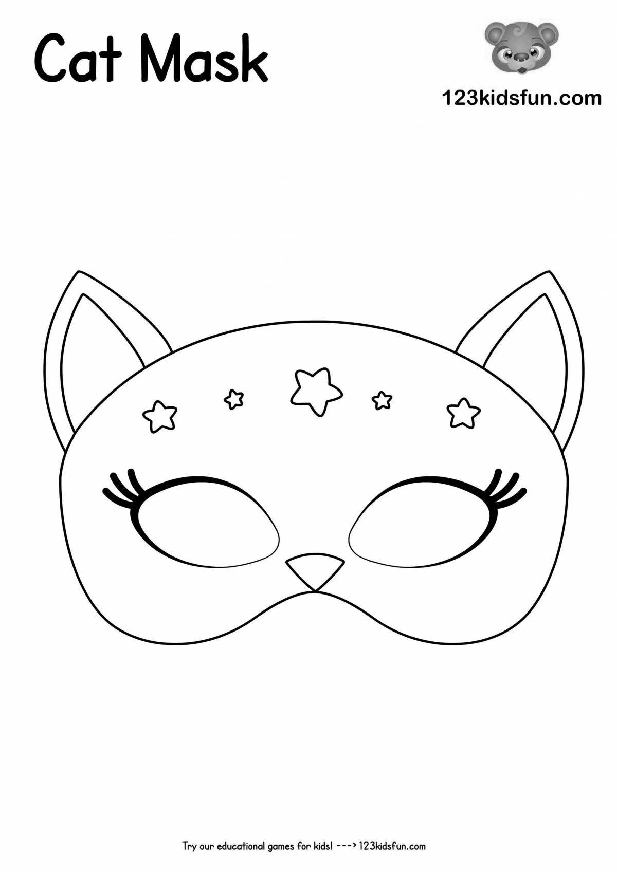 Soft cat mask coloring page