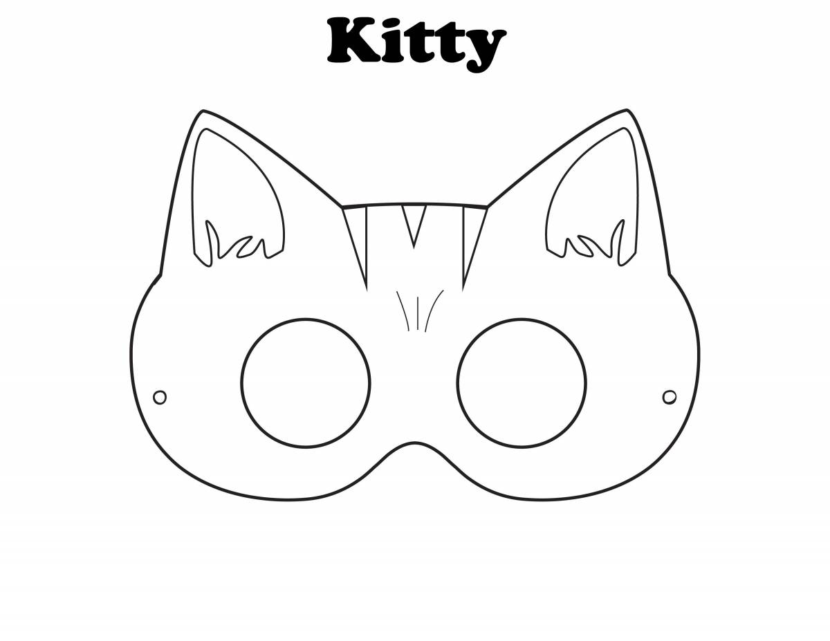 Flawless cat mask coloring page
