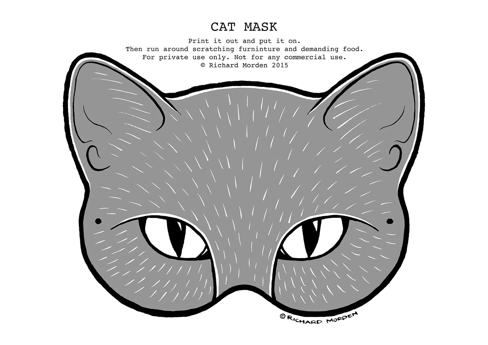 Unique cat mask coloring page