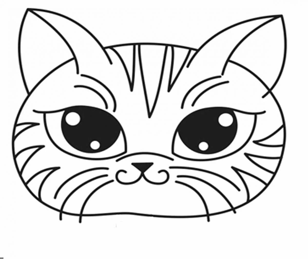 Раскраска маска веселой кошки