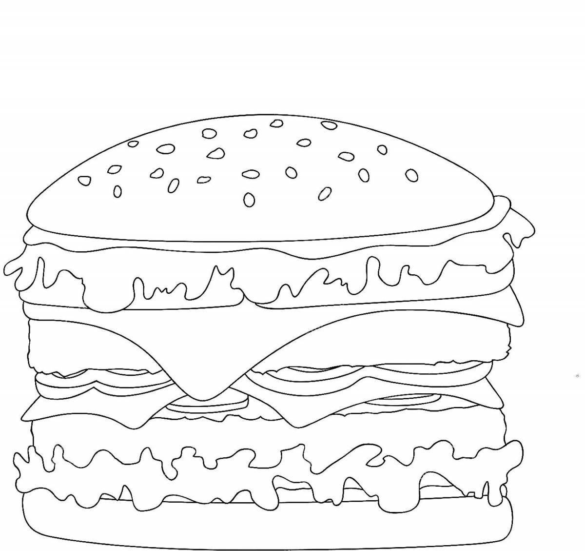 Очаровательная страница раскраски burger cat