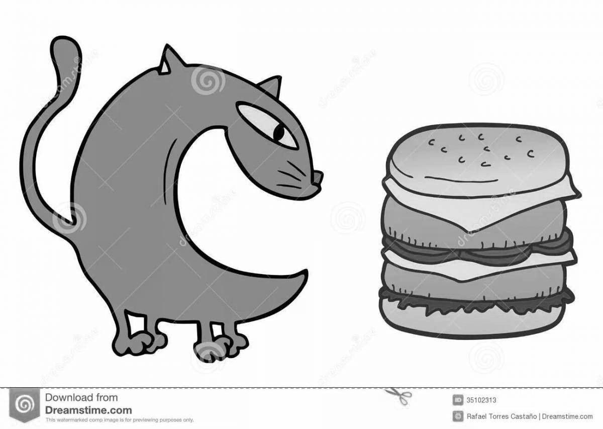 Coloring page adorable burger cat