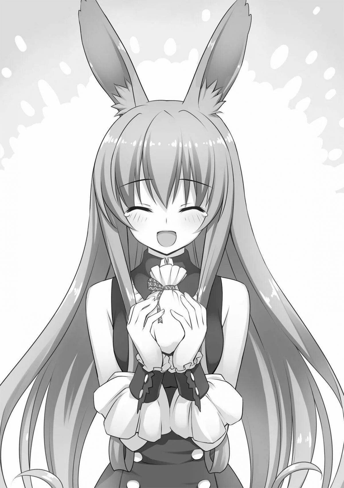 Игривая раскраска кролик аниме