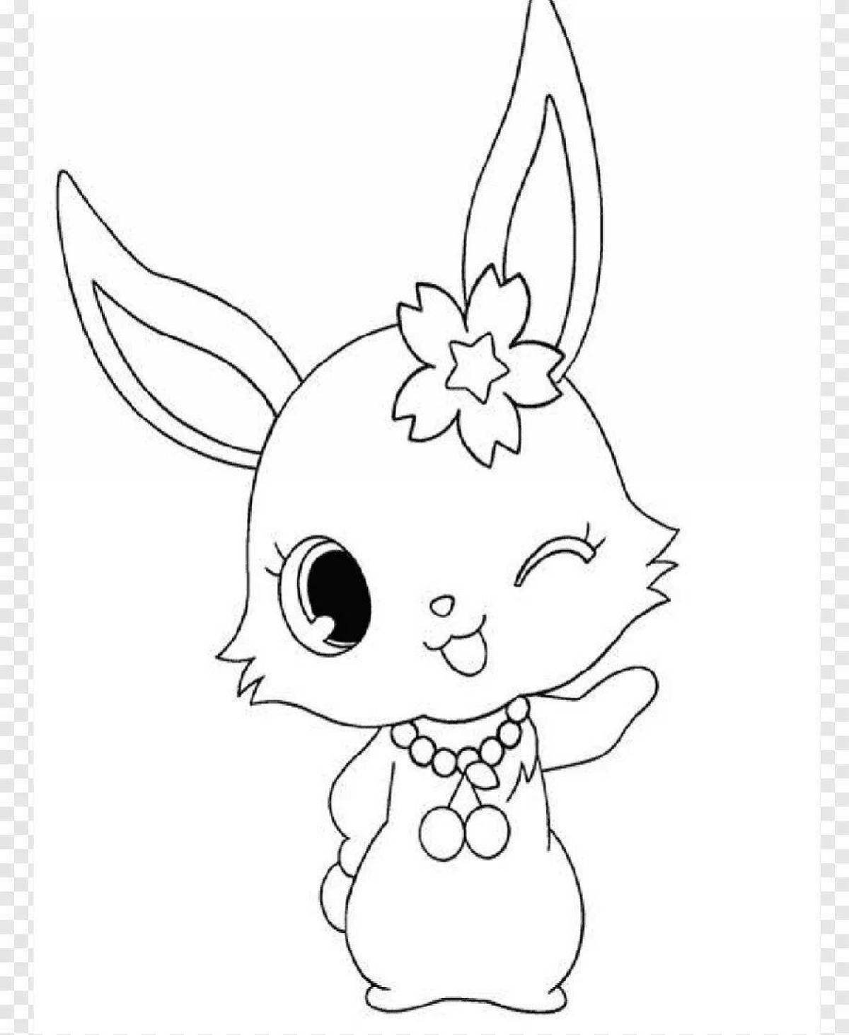 Веселая раскраска кролик аниме