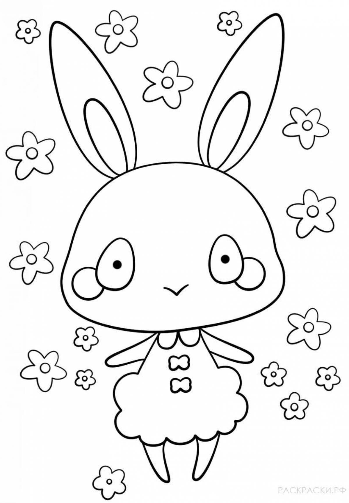 Colourful anime bunny coloring book