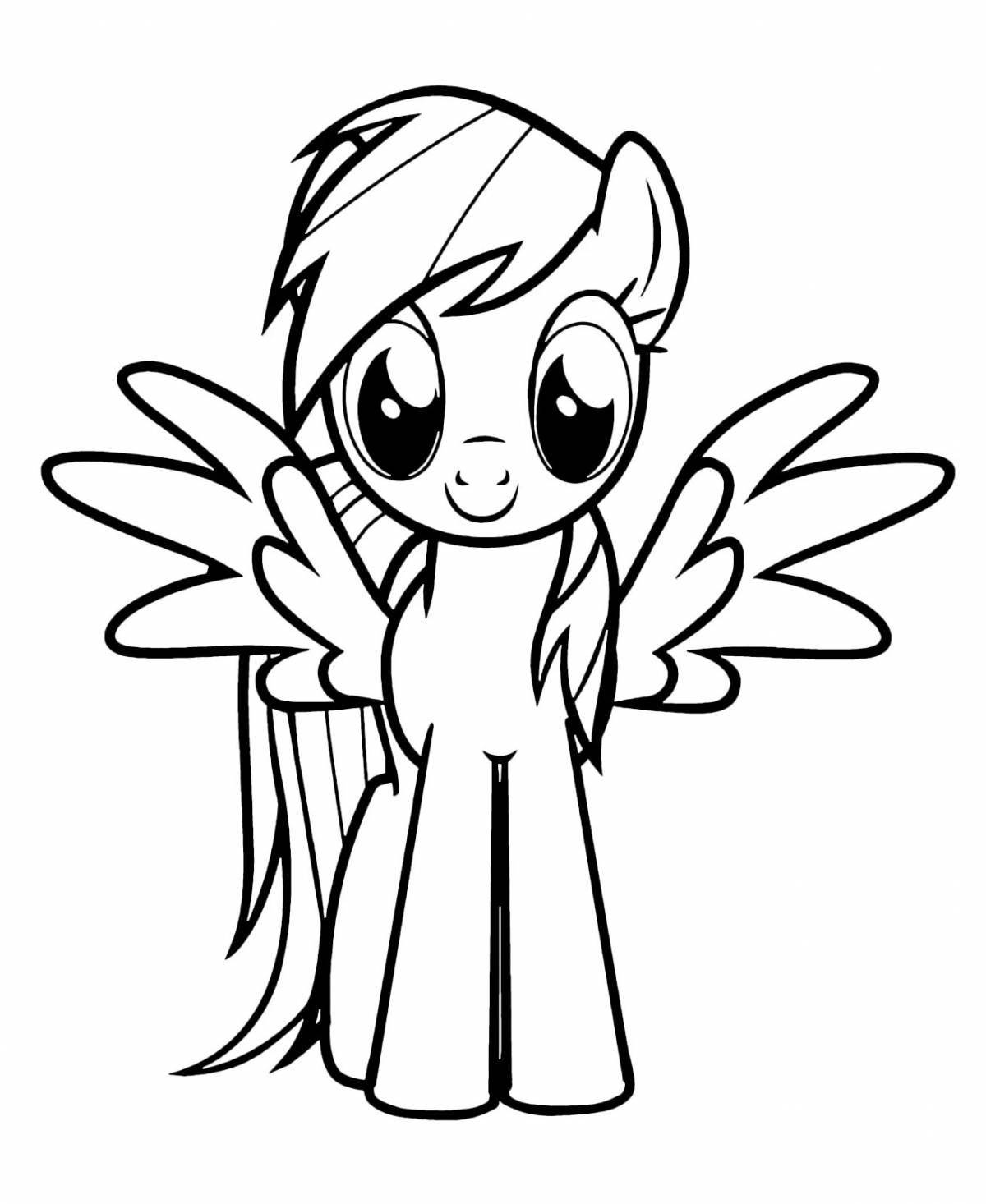 Glittering rainbow dash coloring page