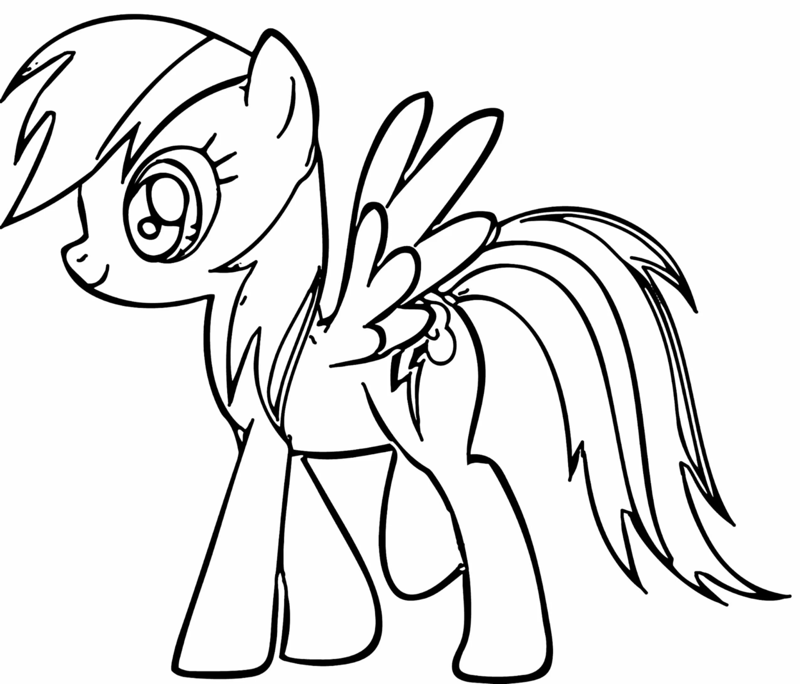 Glitter rainbow dash coloring page