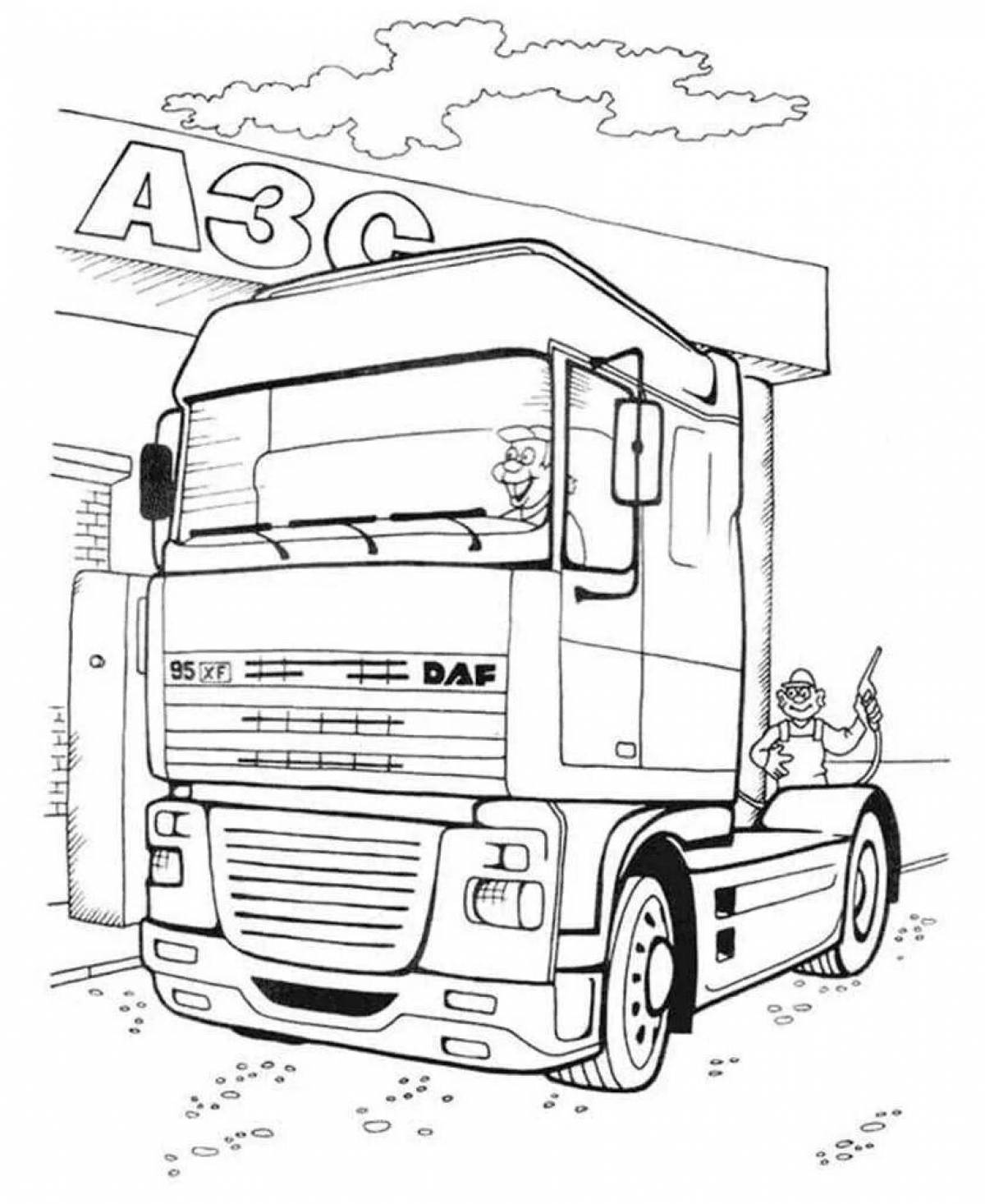 Glowing truck coloring page