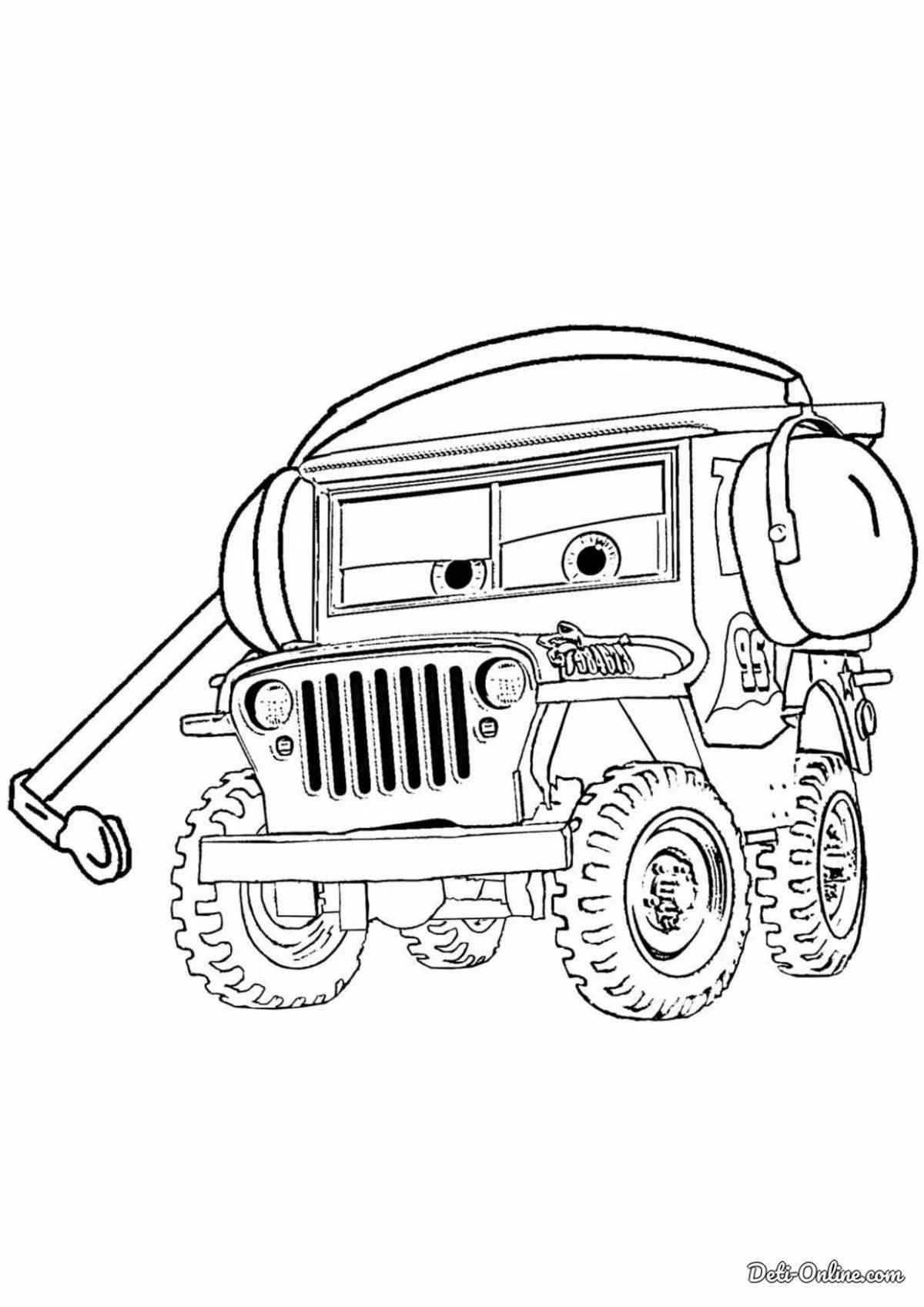 Frank's charming cars coloring page