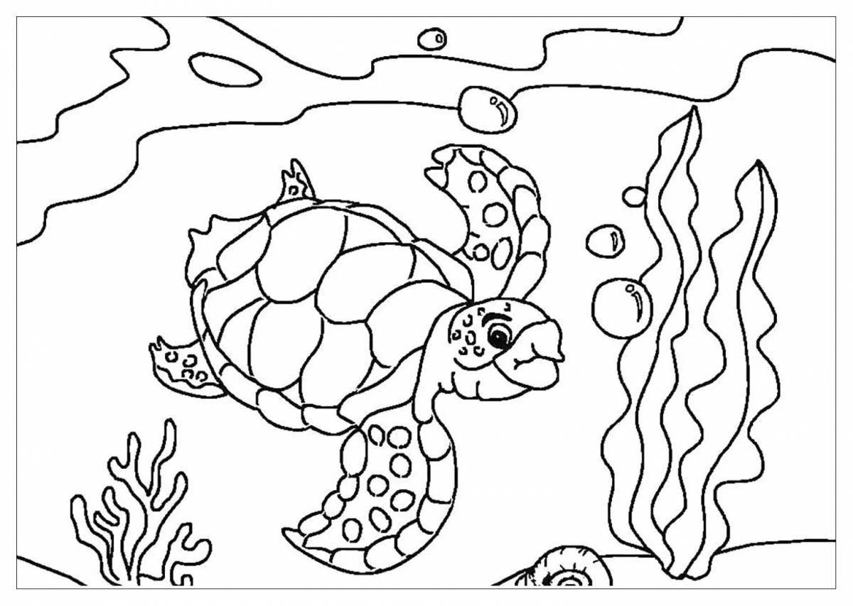 Раскраска сияющая морская черепаха