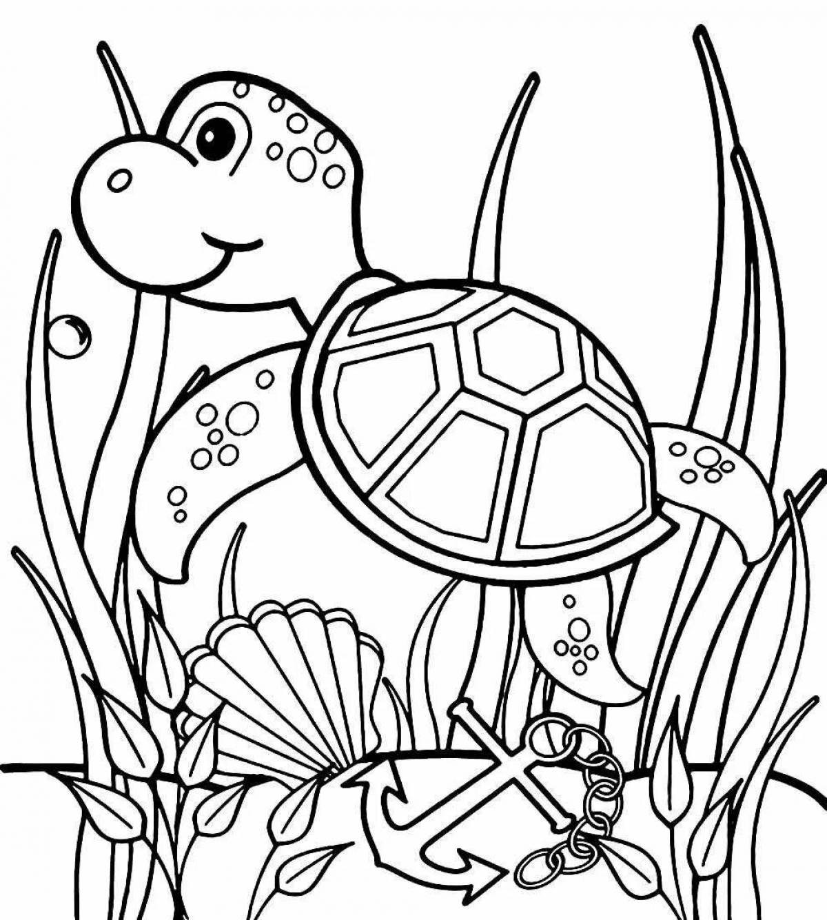 Glitter sea turtle coloring page