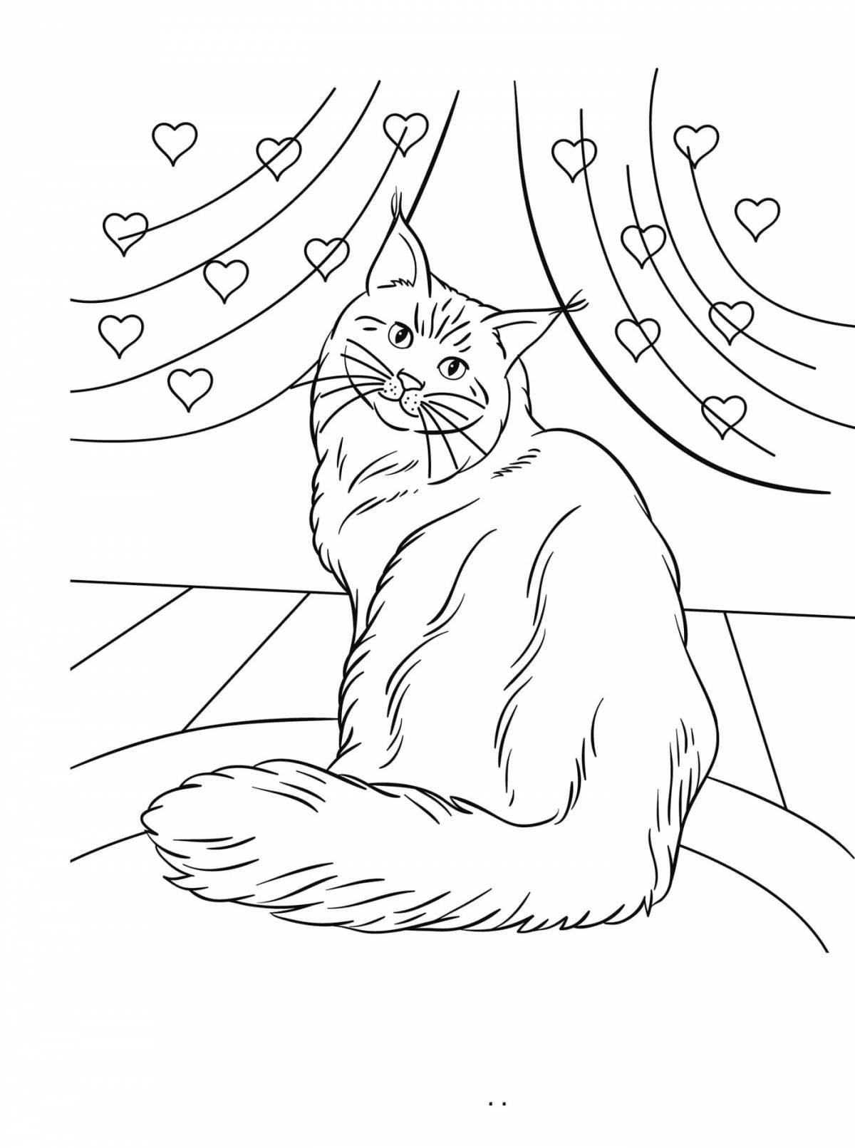 Charming siberian cat coloring book