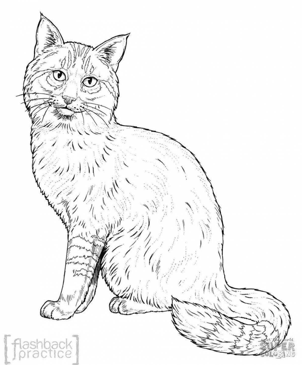 Coloring page fluffy siberian cat