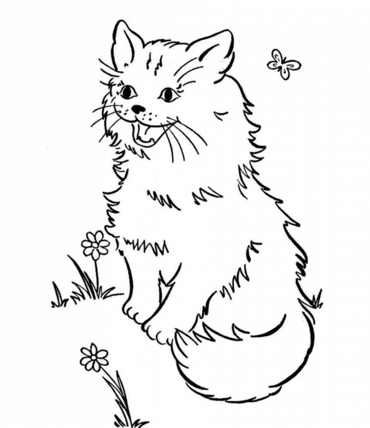 Coloring page cute siberian cat