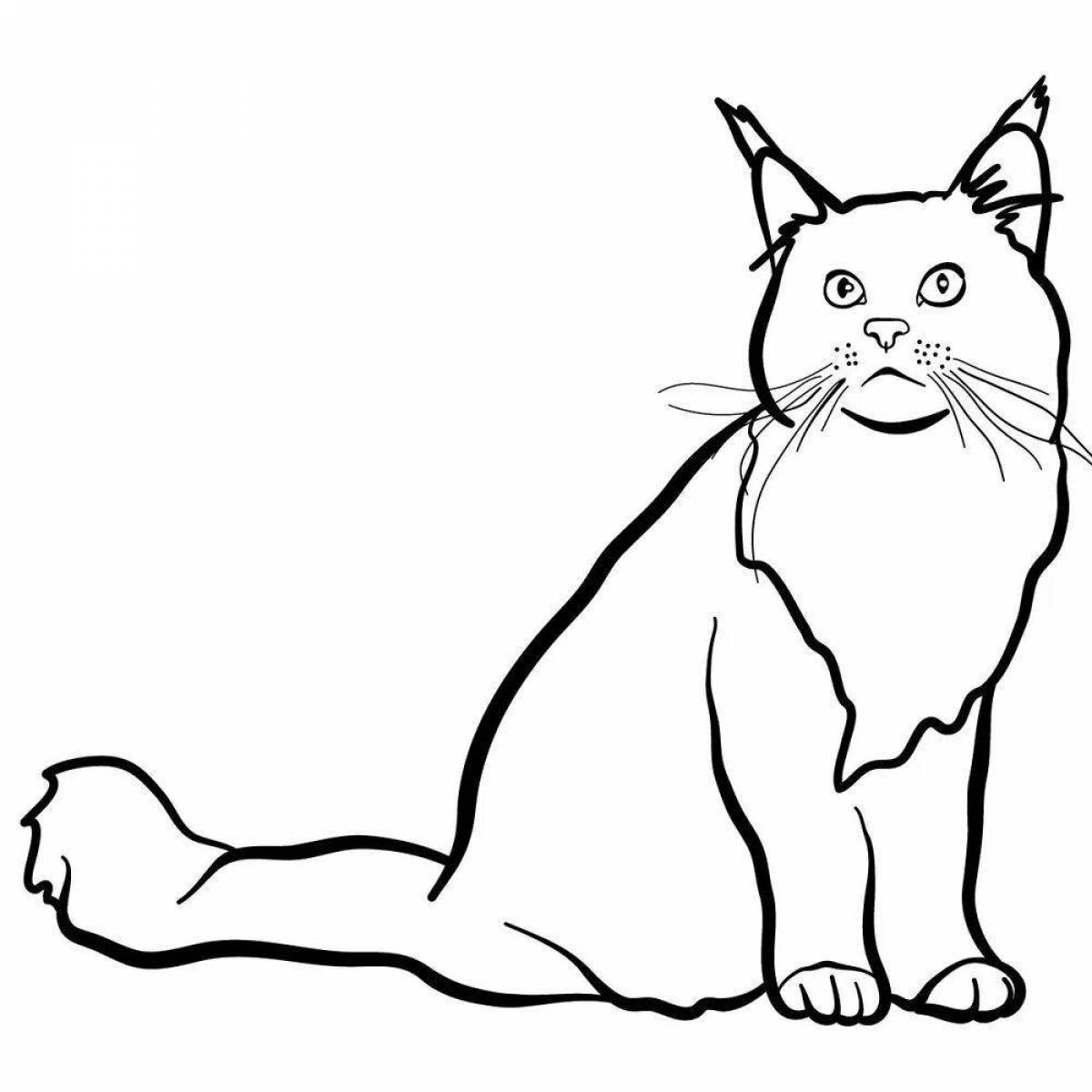 Soft siberian cat coloring page