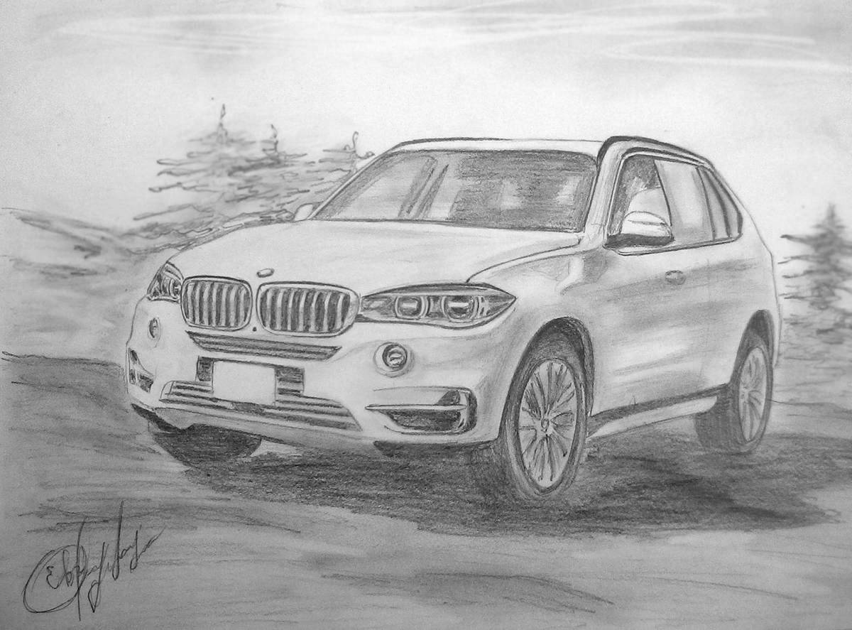 Coloring page charming bmw jeep