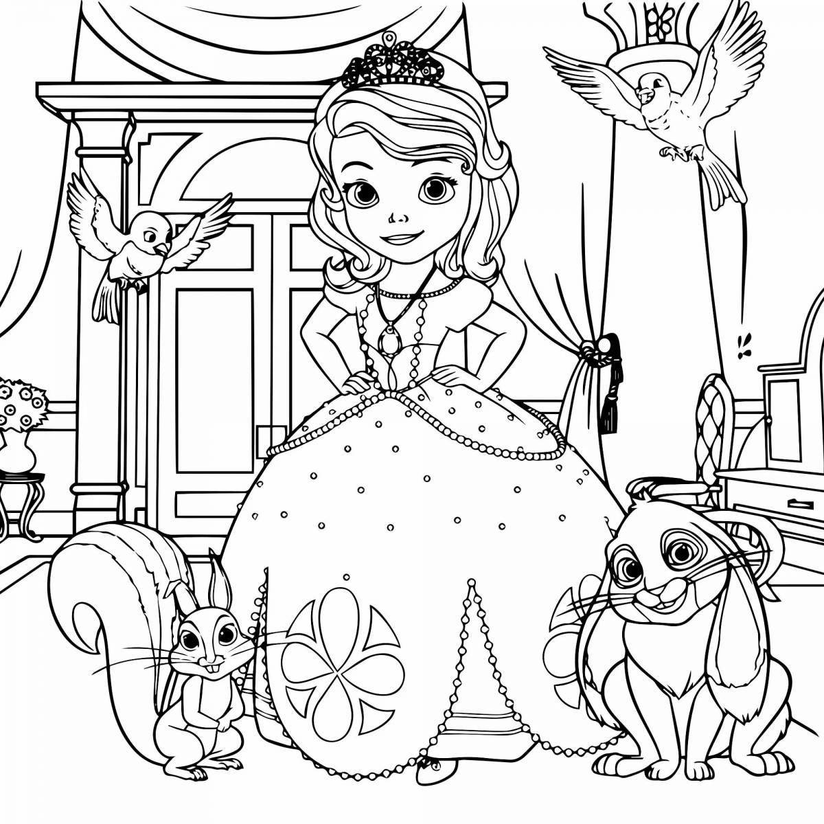 Colorful princess coloring page