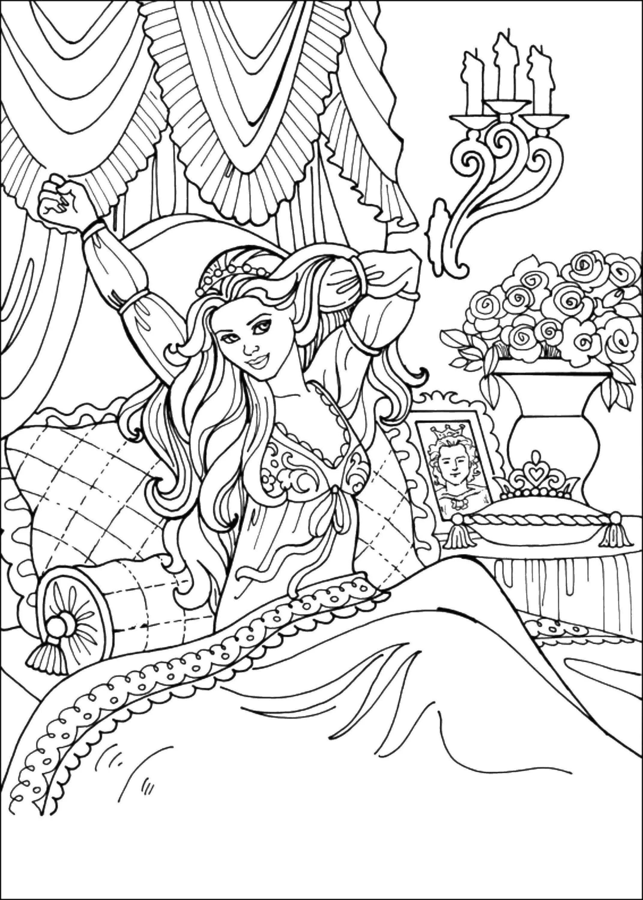 Luxury princess coloring page