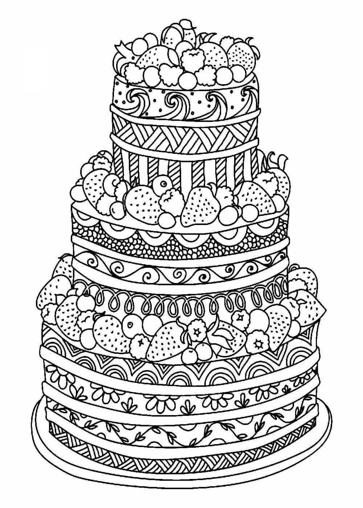 Выдающаяся красивая страница раскраски торта