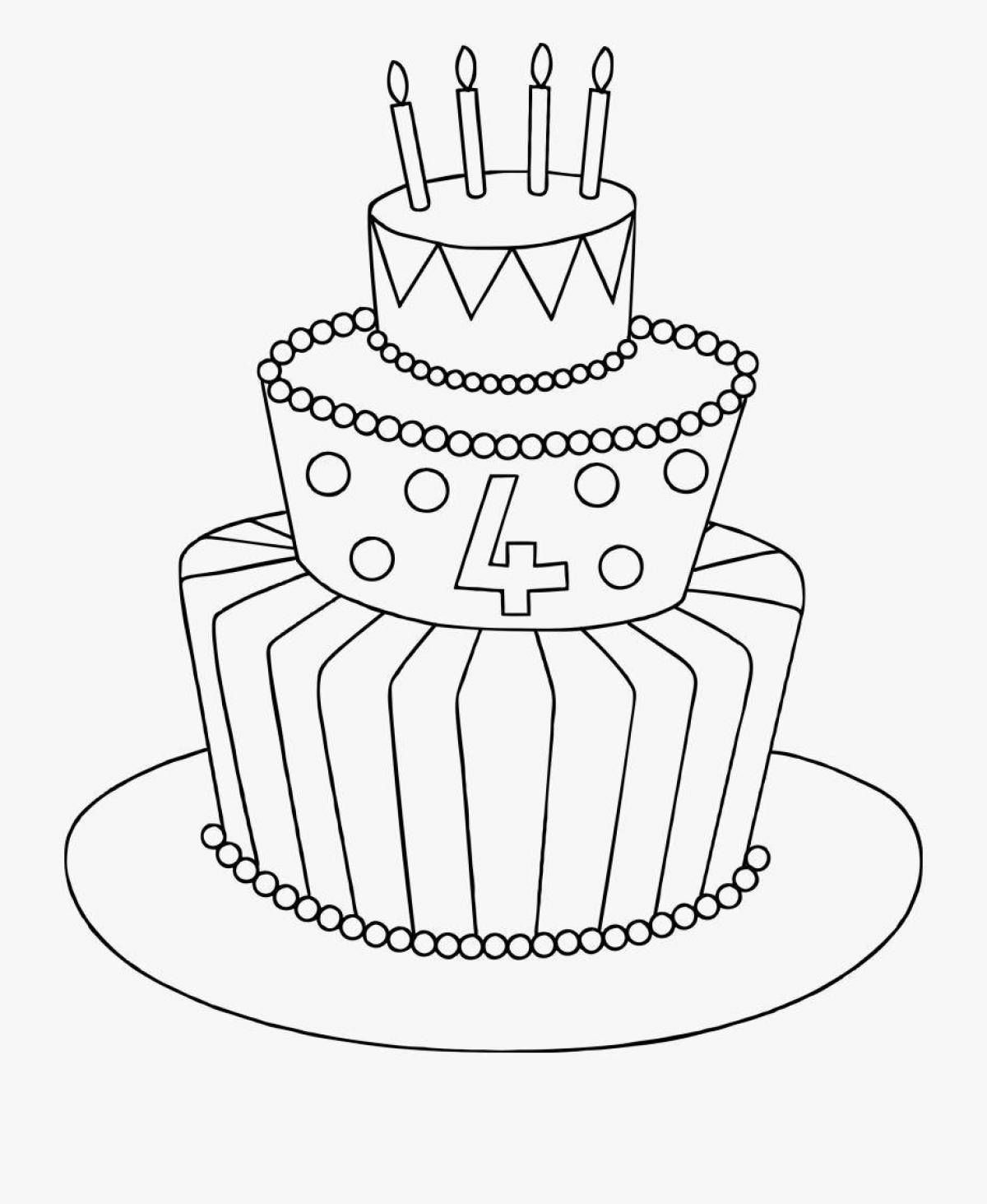 Exciting beautiful cake coloring page