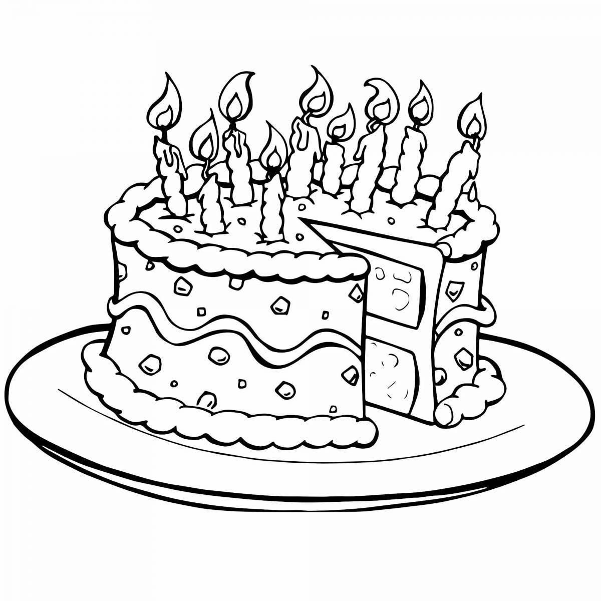 Bright beautiful cake coloring page