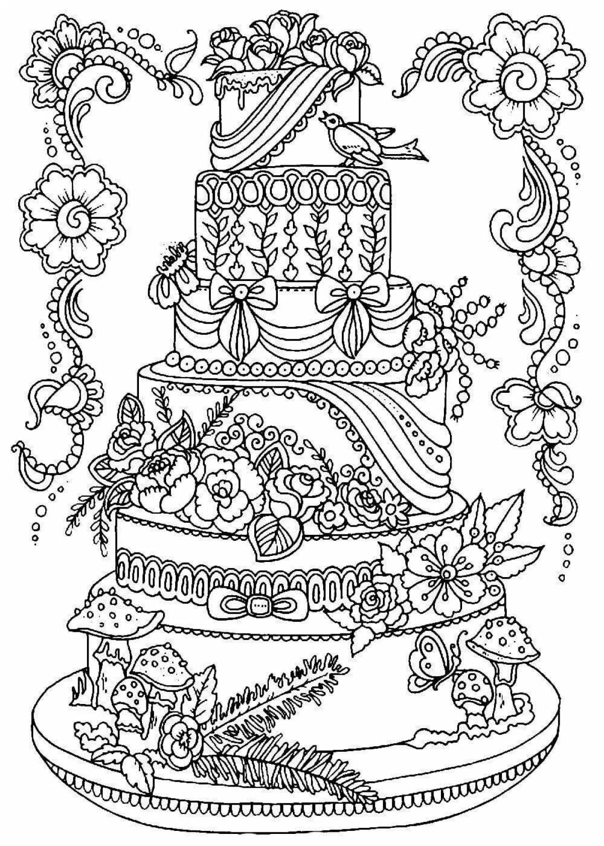 Classic beautiful cake coloring page