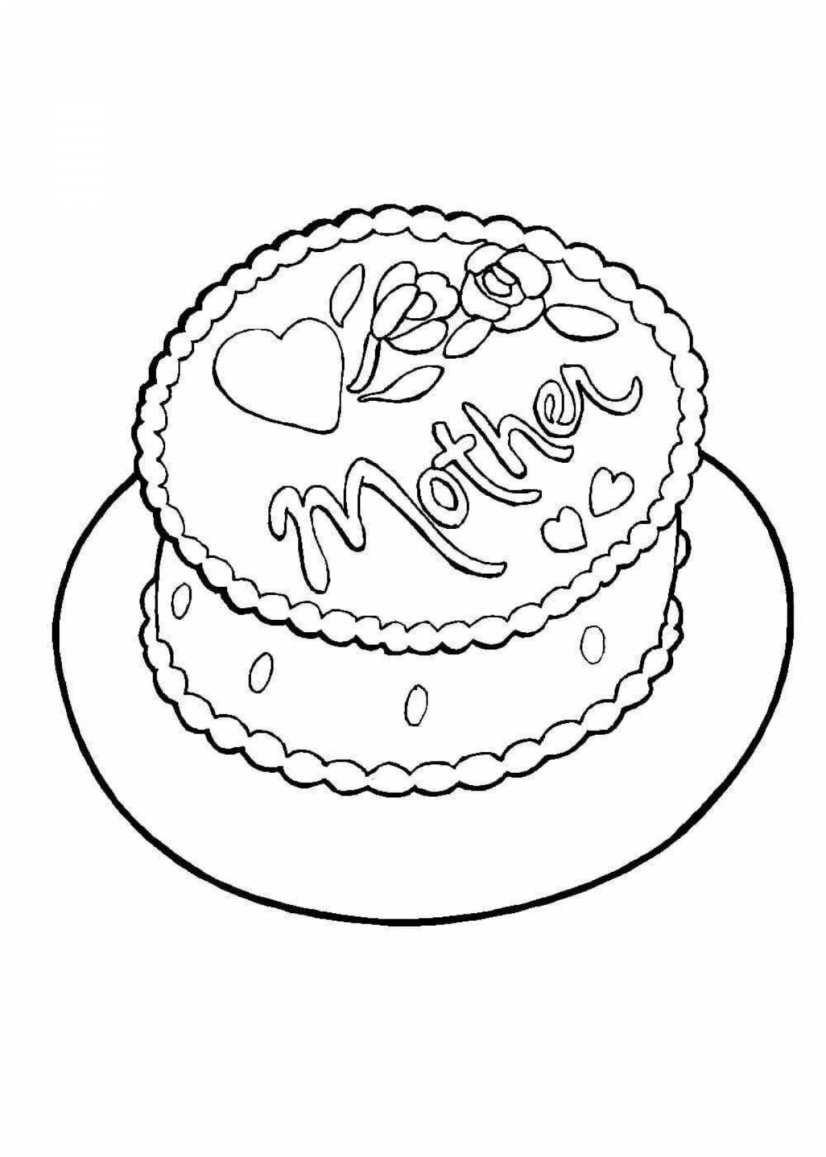 Exquisite beautiful cake coloring page